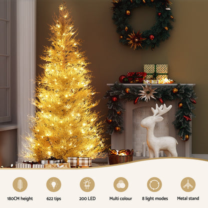 Jingle Jollys 1.8M LED Christmas Tree 8 Modes Adjustable Multi Color Light Snowy