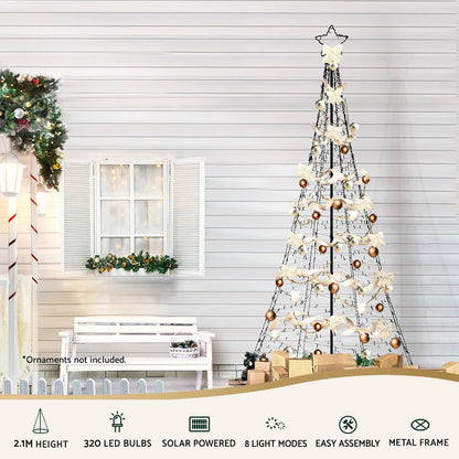 Jingle Jollys Solar Christmas Tree 2.1m 320 LED Net Lights Xmas Trees Decoration