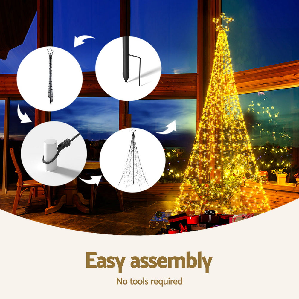 Jingle Jollys Solar Christmas Tree 2.1m 320 LED Net Lights Xmas Trees Decoration