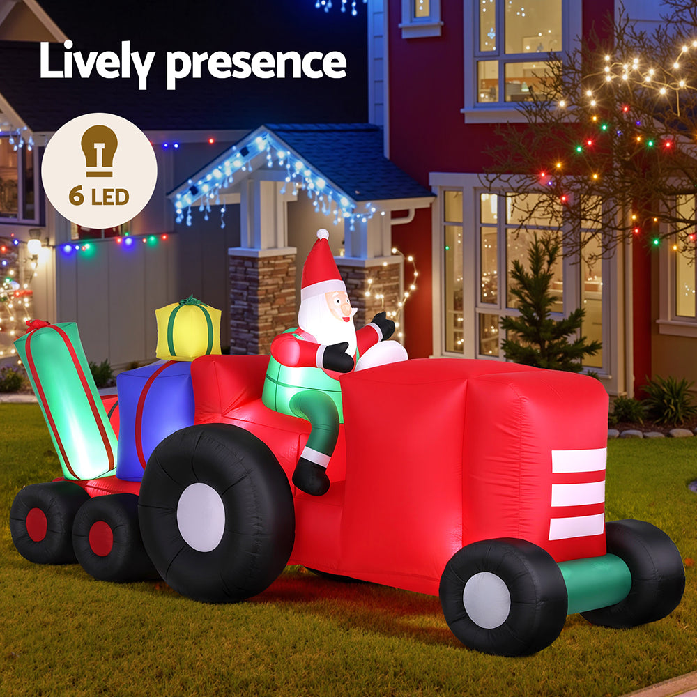 Jingle Jollys Christmas Inflatable Santa Truck 2.6M Length LED Decorations Illuminated