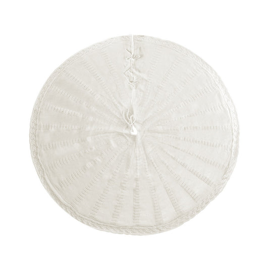 Jingle Jollys Christmas Tree Skirt 120cm Knitted Xmas Tree Ornaments Decor Beige