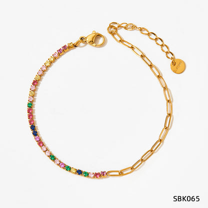 Stainless Steel Zircon Bracelet European And American PVD Vacuum Gold Plated
