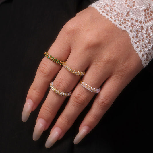 PVD Electroplated 18K Gold Inlaid  Pearl Ring Female