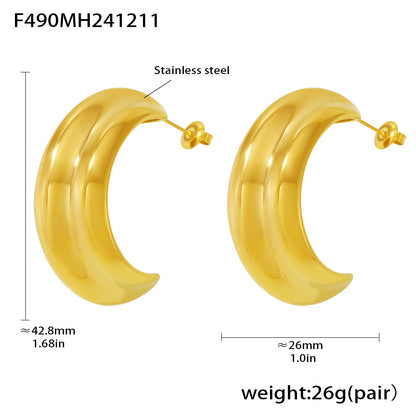 Stainless Steel C- Type Stud Earrings PVD Electroplating