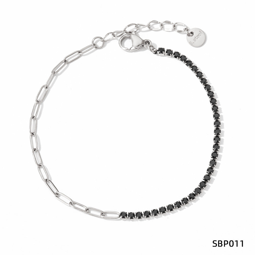 Stainless Steel Zircon Bracelet European And American PVD Vacuum Gold Plated