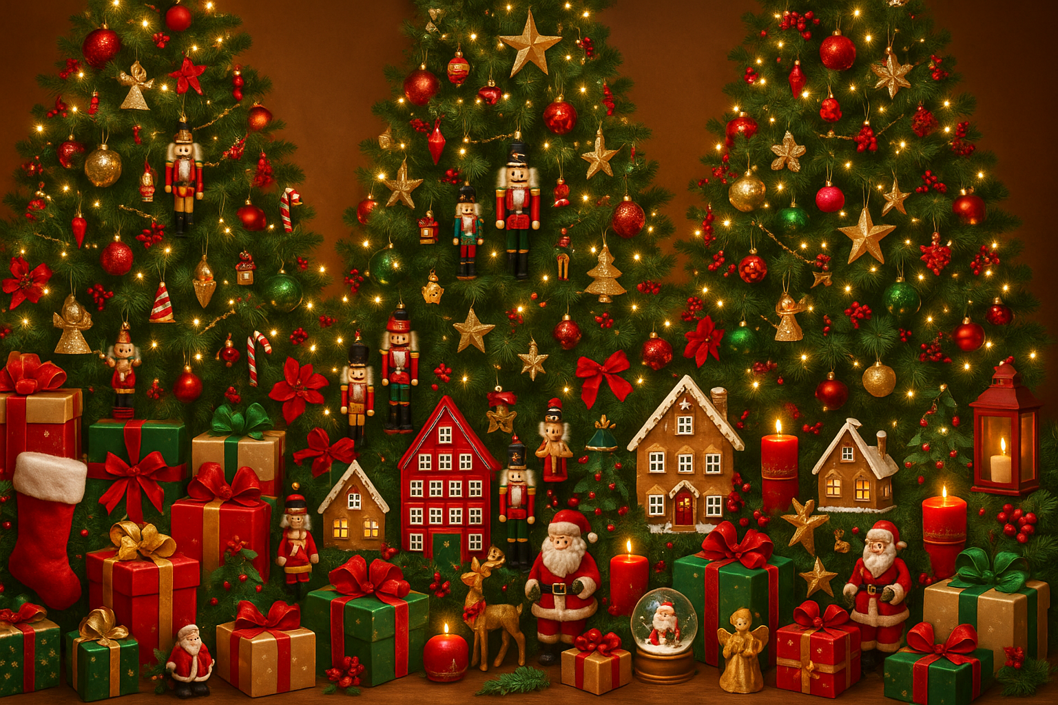 make the trees appear in full size and add more accessories, ornaments and other relevant items to demonstrate what the collection is about (selling all Christmas related items and gifts).