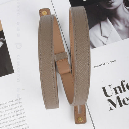 Luxury Cow Leather Women Waist Belt Slim Corset Strap Dress Shirt Belt (Black)