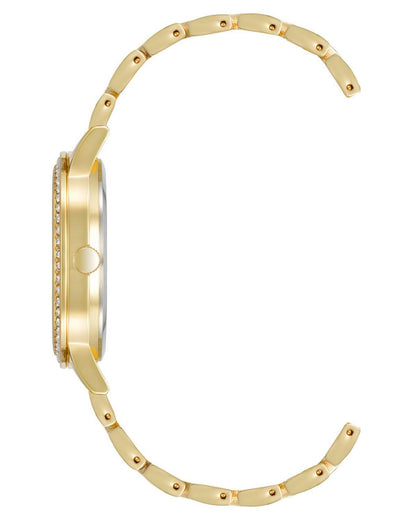 Gold Fashion Analog Watch with Rhine Stone Facing One Size Women